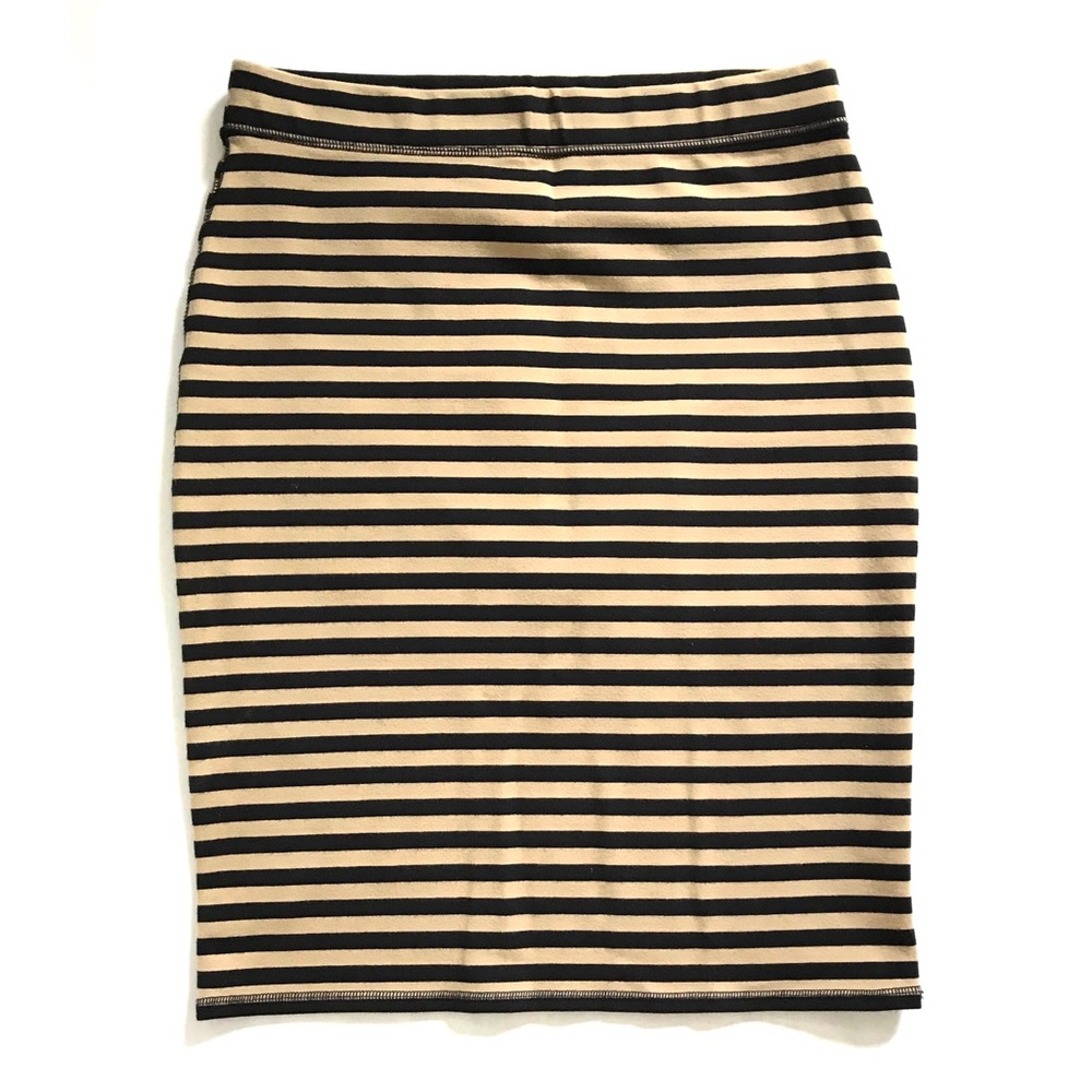 Old Navy Tan Black Striped Stretch Pencil Skirt Size Small